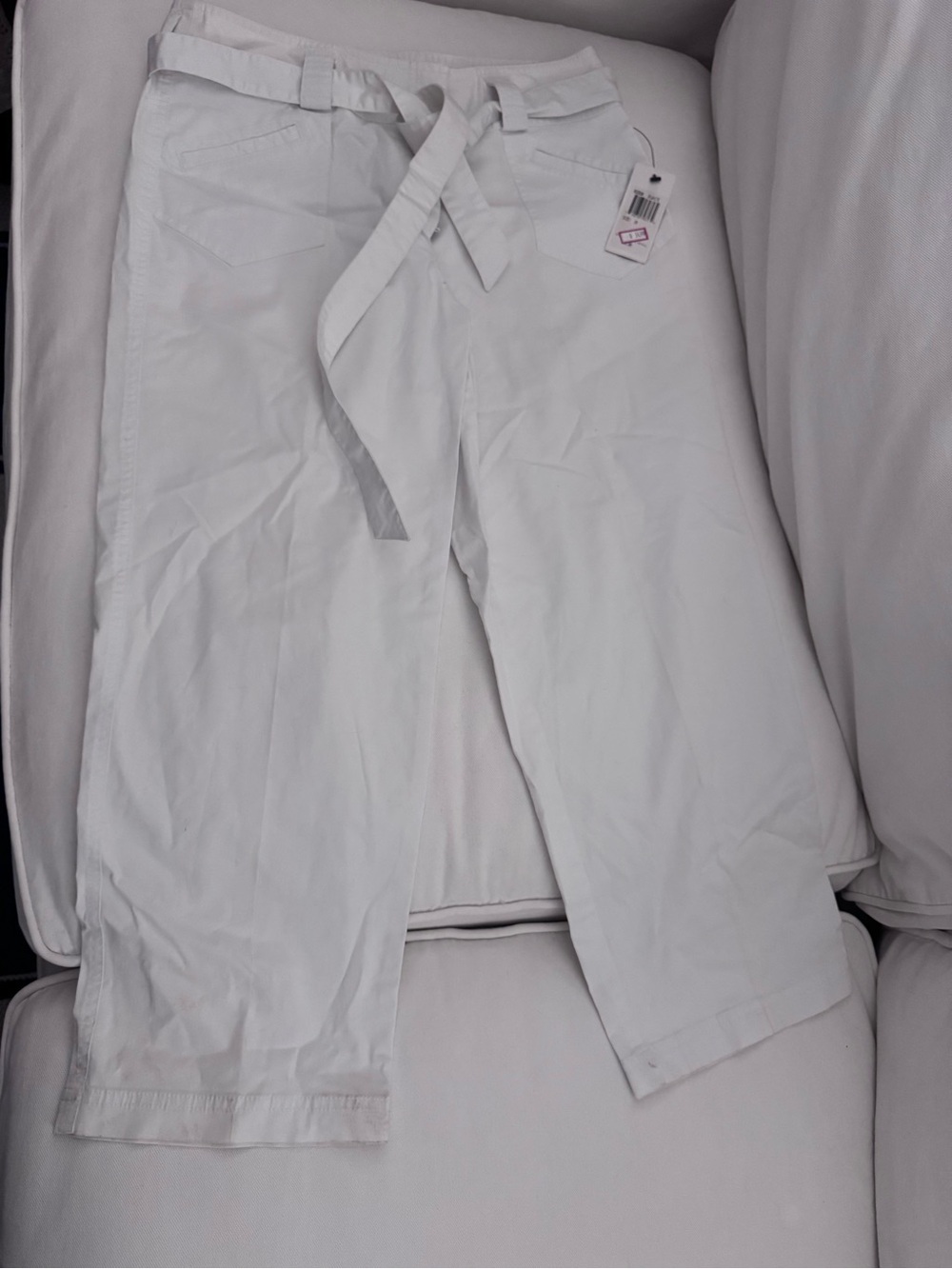 Rafaella White Cropped Tie-Waist Pants